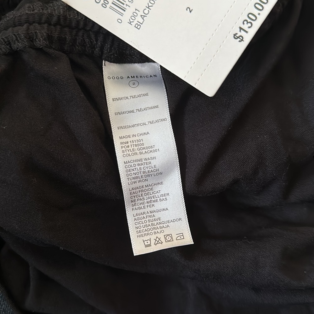 GOOD American Good Touch Ruched One Shoulder Mini Dress Black Size Medium - Picture 6 of 12